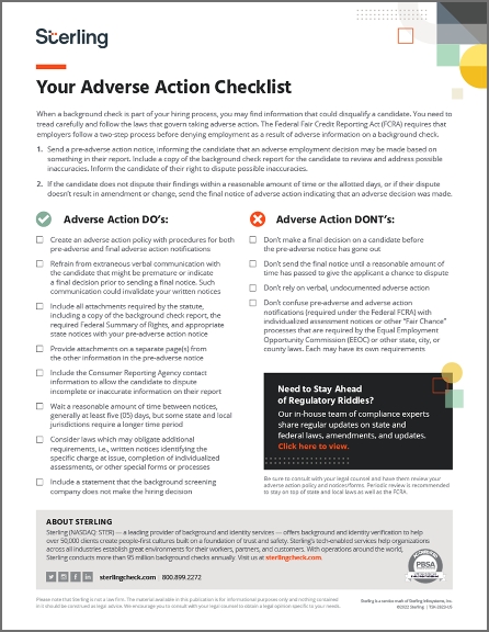 Your Adverse Action Checklist Your Adverse Action Checklist