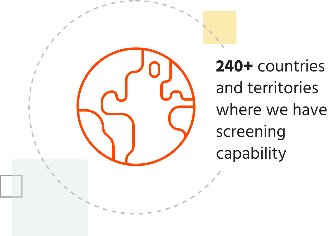 240+ countries and territories where we have screening capability.