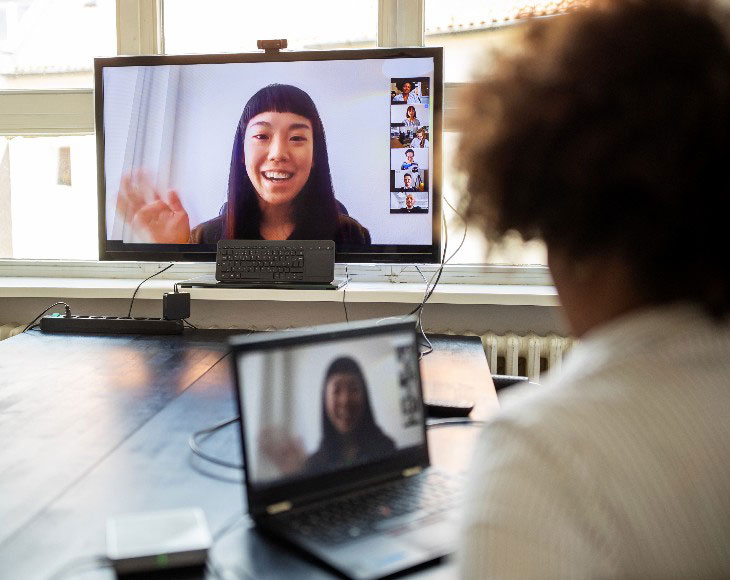 Business team meeting over a video call