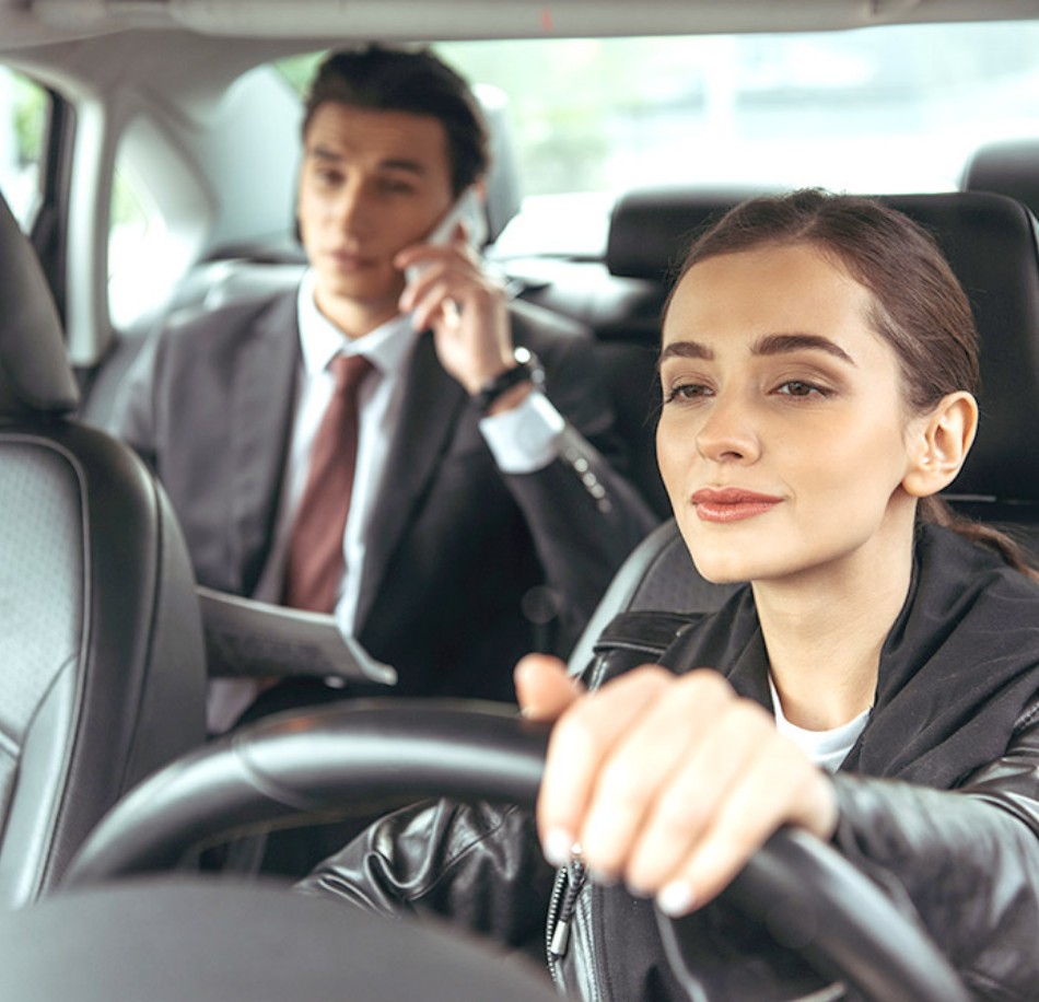 A female rideshare driver A female rideshare driver