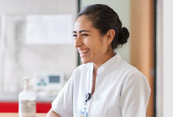 A nurse smiling